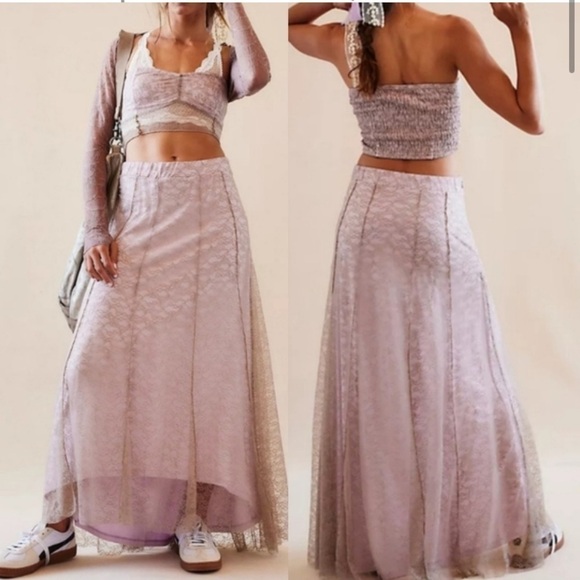 Free People Dresses & Skirts - Free People Shape Of You Maxi Skirt Set New without tag Size XS Sandy Pink Combo